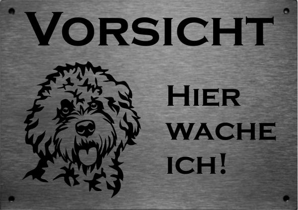 Edelstahl Warnschild Cockapoo VORSICHT Hier wache ich!